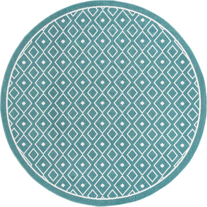 7' x 7' Easy-Clean Trellis Indoor / Outdoor Round Rug