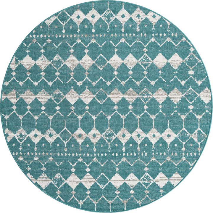 7' x 7' Easy-Clean Trellis Indoor / Outdoor Round Rug