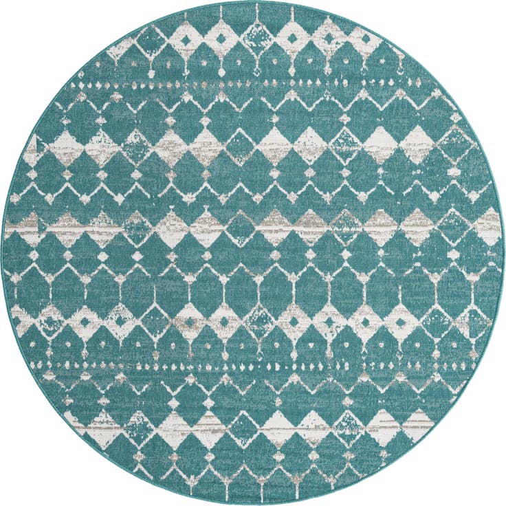 Detail image of 7' x 7' Easy-Clean Trellis Indoor / Outdoor Round Rug