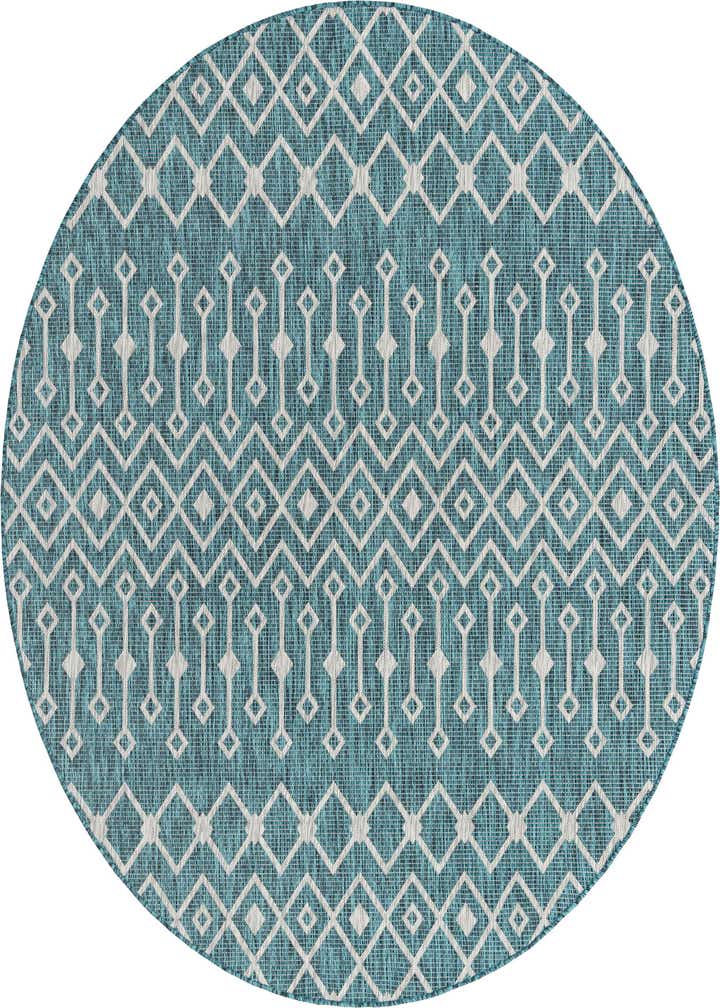 7' 10 x 7' 10 Easy-Clean Trellis Indoor / Outdoor Round Rug