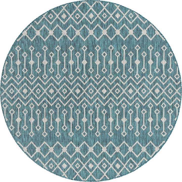 7' 10 x 7' 10 Easy-Clean Trellis Indoor / Outdoor Round Rug