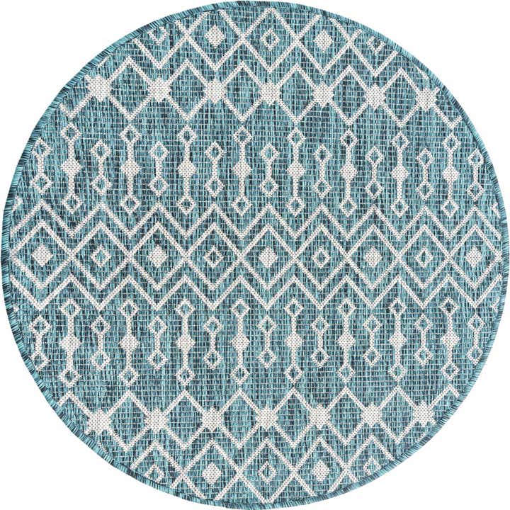 3' x 3' Easy-Clean Trellis Indoor / Outdoor Round Rug