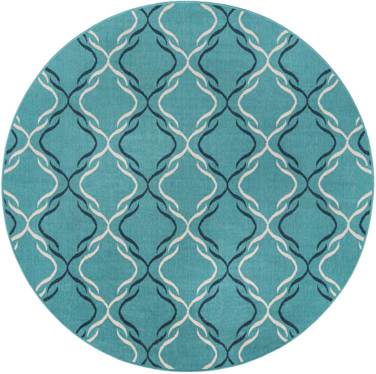 Detail image of 7' x 7' Easy-Clean Trellis Indoor / Outdoor Round Rug