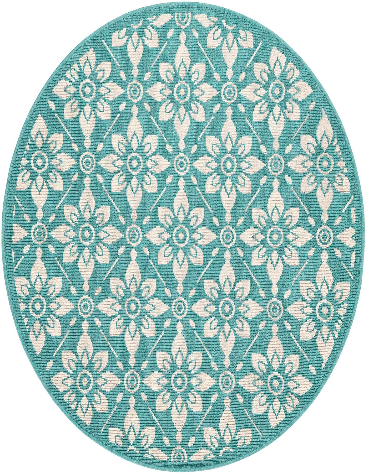 4' x 4' Easy-Clean Trellis Indoor / Outdoor Round Rug