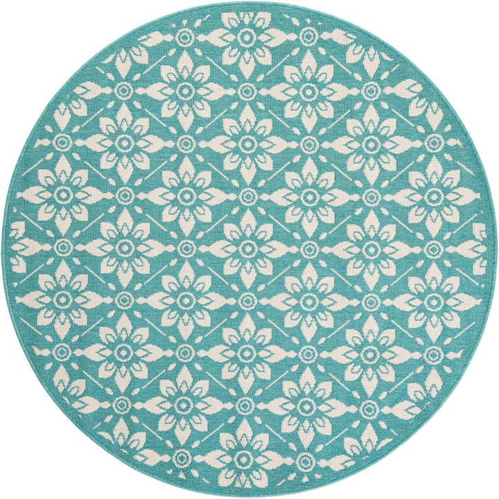 5' x 5' Easy-Clean Trellis Indoor / Outdoor Round Rug
