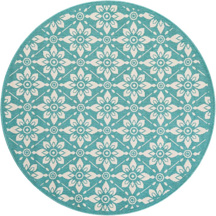Detail image of 5' x 5' Easy-Clean Trellis Indoor / Outdoor Round Rug