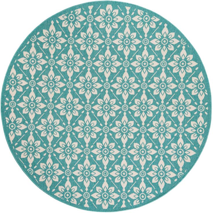 Detail image of 6' x 6' Easy-Clean Trellis Indoor / Outdoor Round Rug