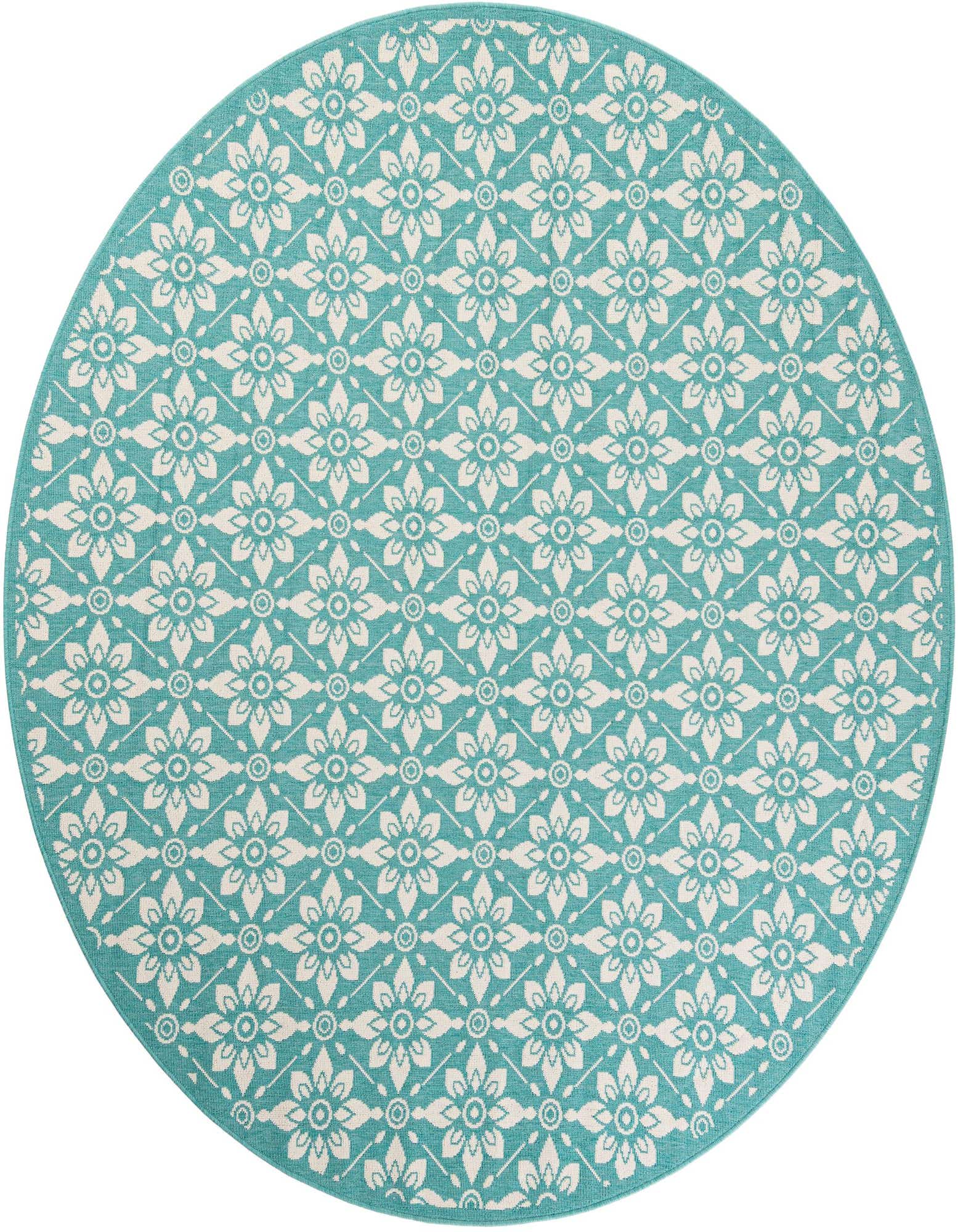 7' 10 x 7' 10 Easy-Clean Trellis Indoor / Outdoor Round Rug