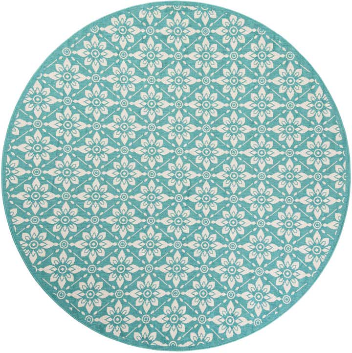 7' 10 x 7' 10 Easy-Clean Trellis Indoor / Outdoor Round Rug