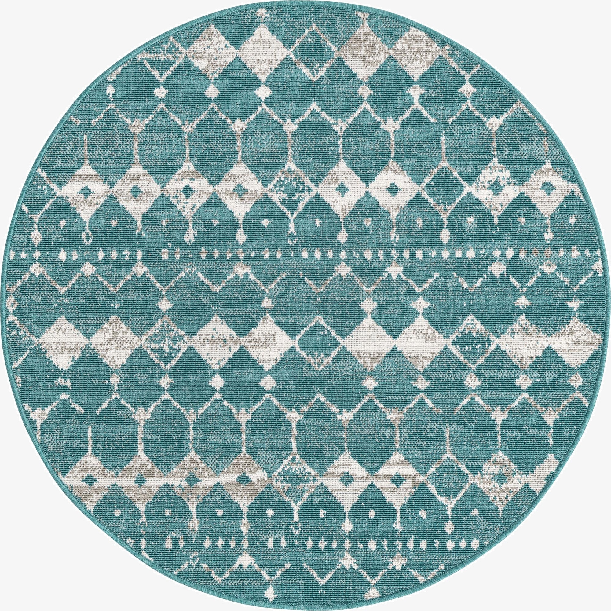 4' x 4'  Washable Trellis Indoor / Outdoor Round Rug