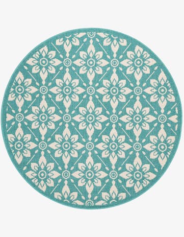 4' x 4' Easy-Clean Trellis Indoor / Outdoor Round Rug