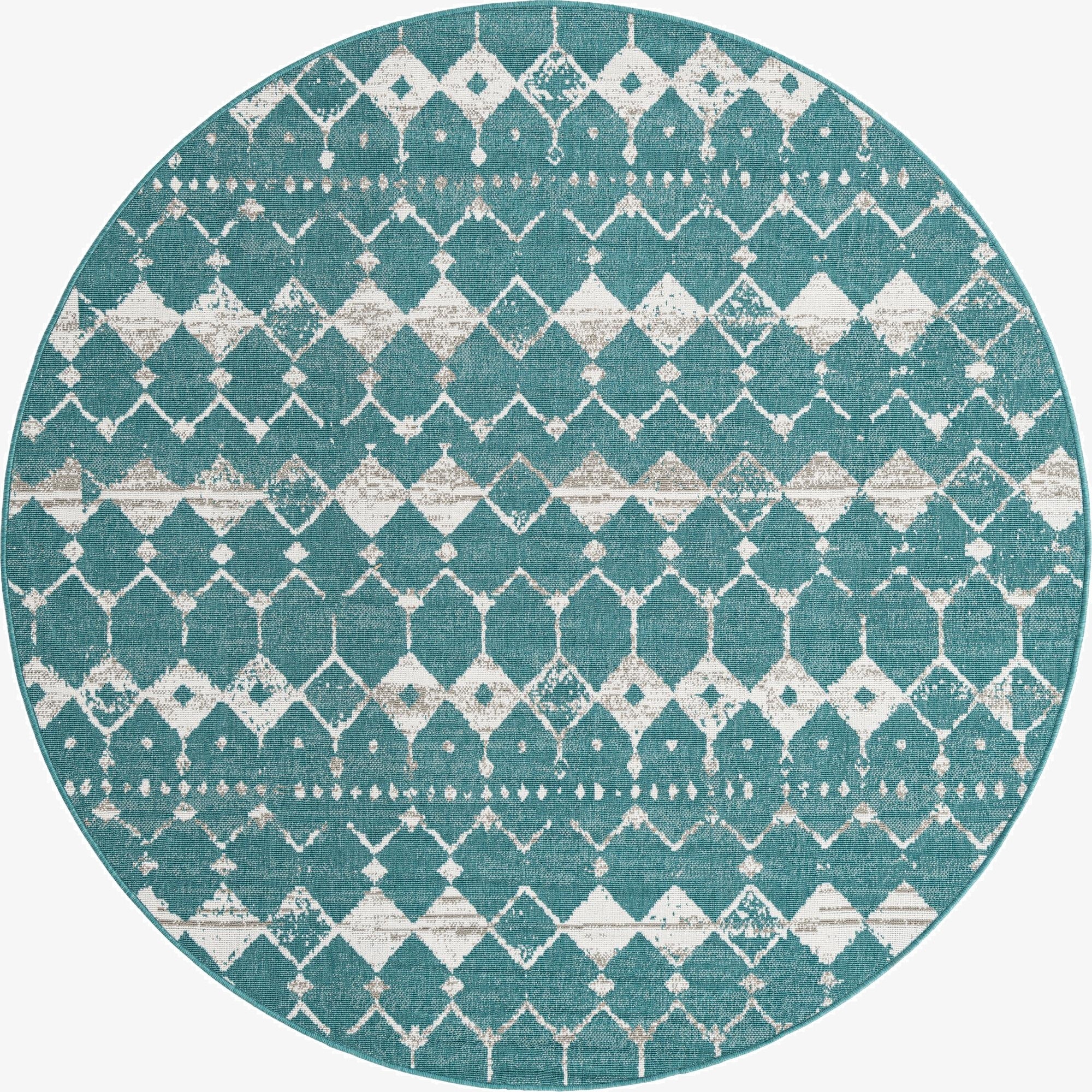 7' x 7'  Washable Trellis Indoor / Outdoor Round Rug