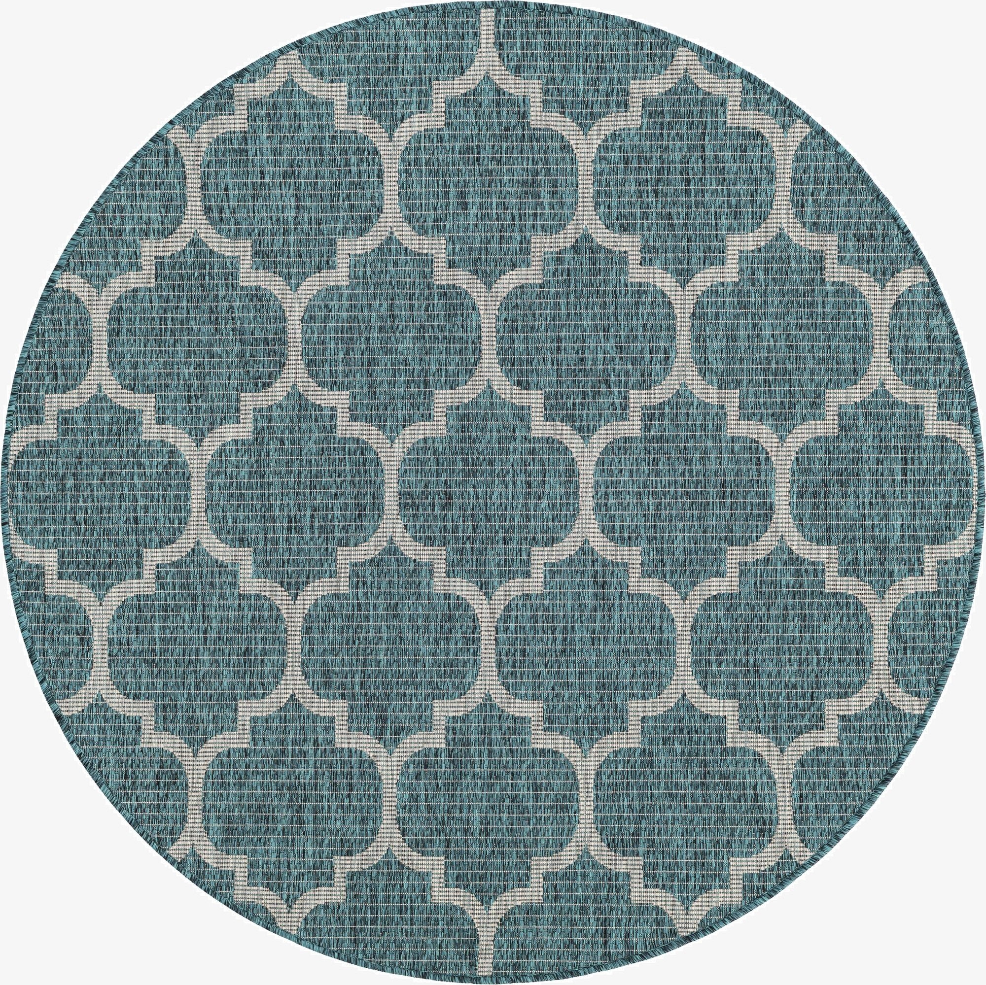 5' 3 x 5' 3  Washable Trellis Indoor / Outdoor Round Rug