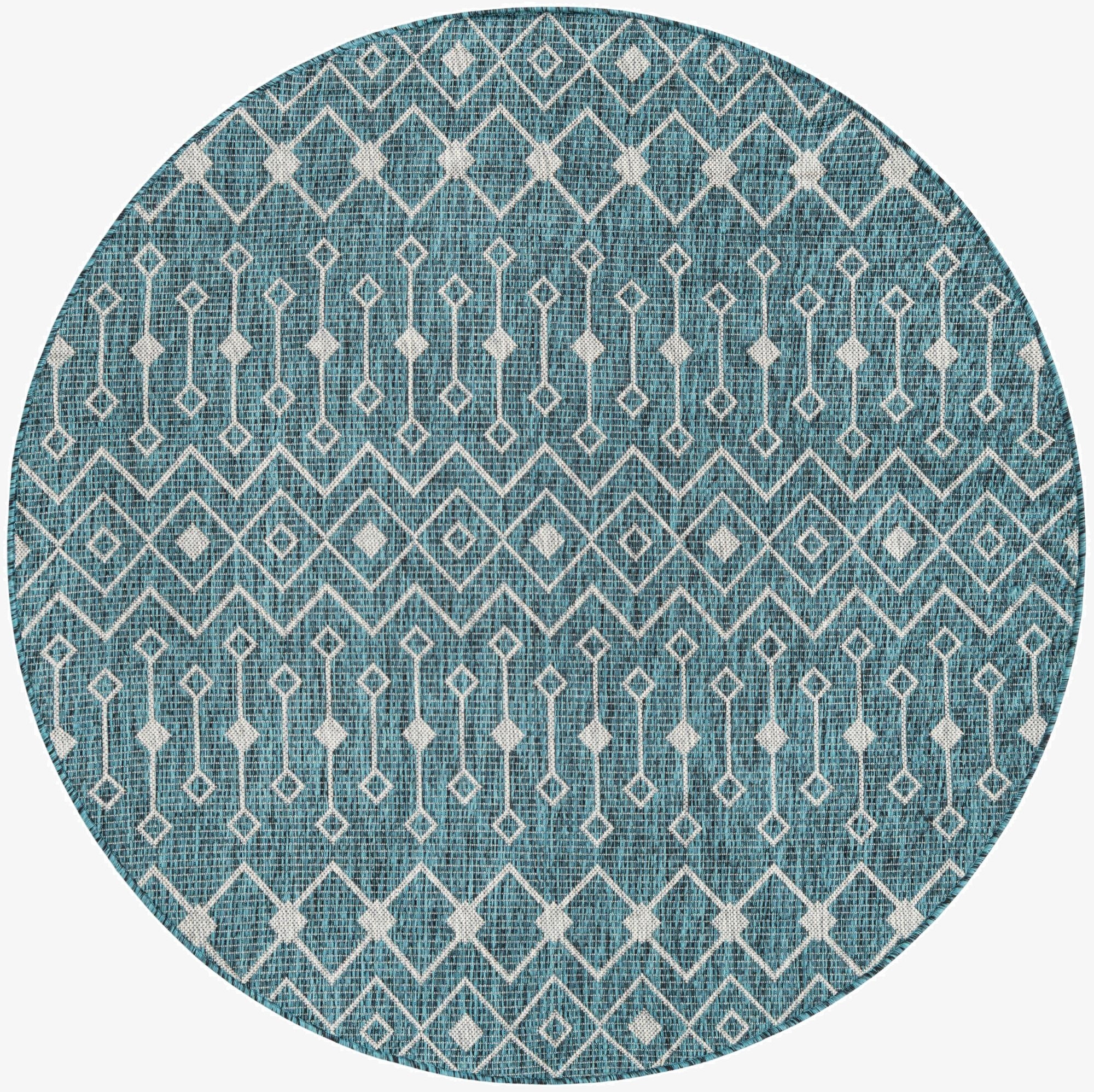 5' 3 x 5' 3  Washable Trellis Indoor / Outdoor Round Rug