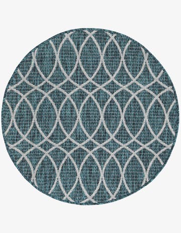 3' x 3' Easy-Clean Trellis Indoor / Outdoor Round Rug