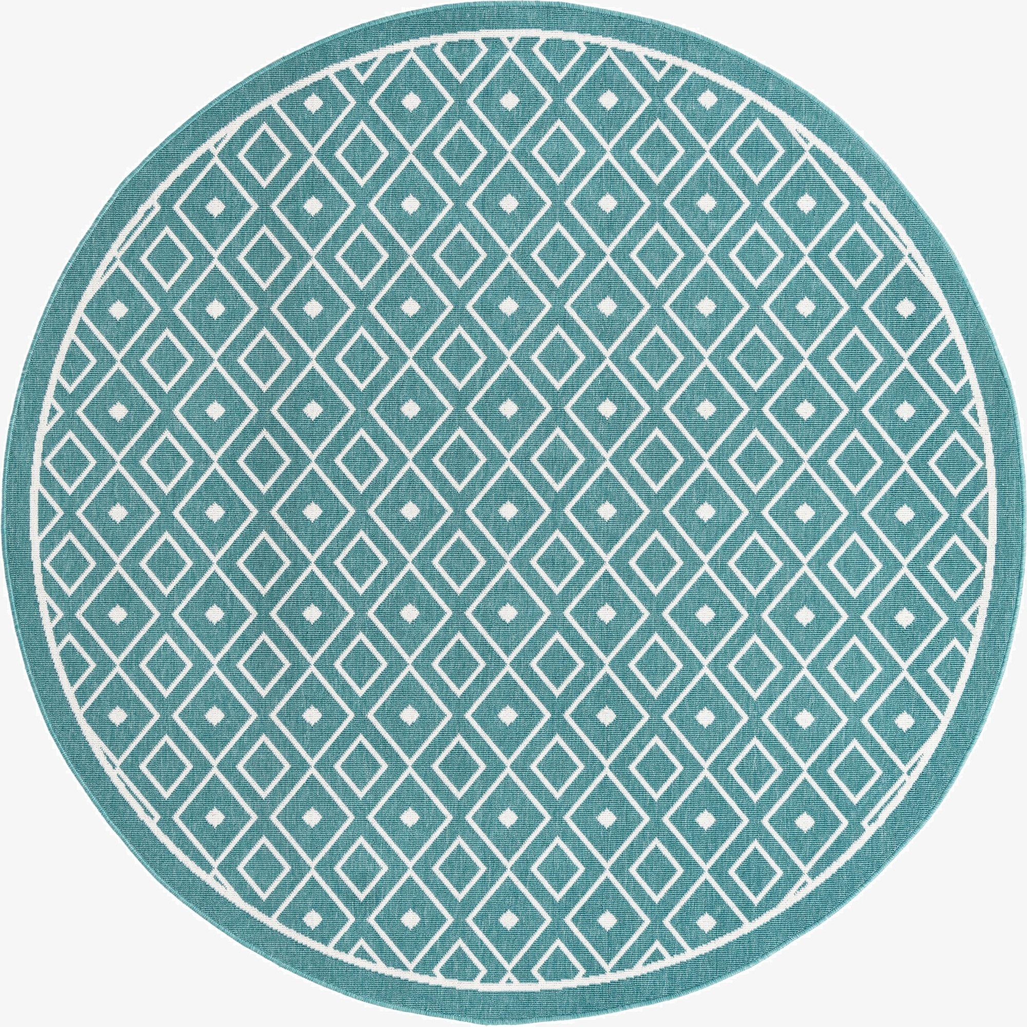 7' x 7'  Washable Trellis Indoor / Outdoor Round Rug