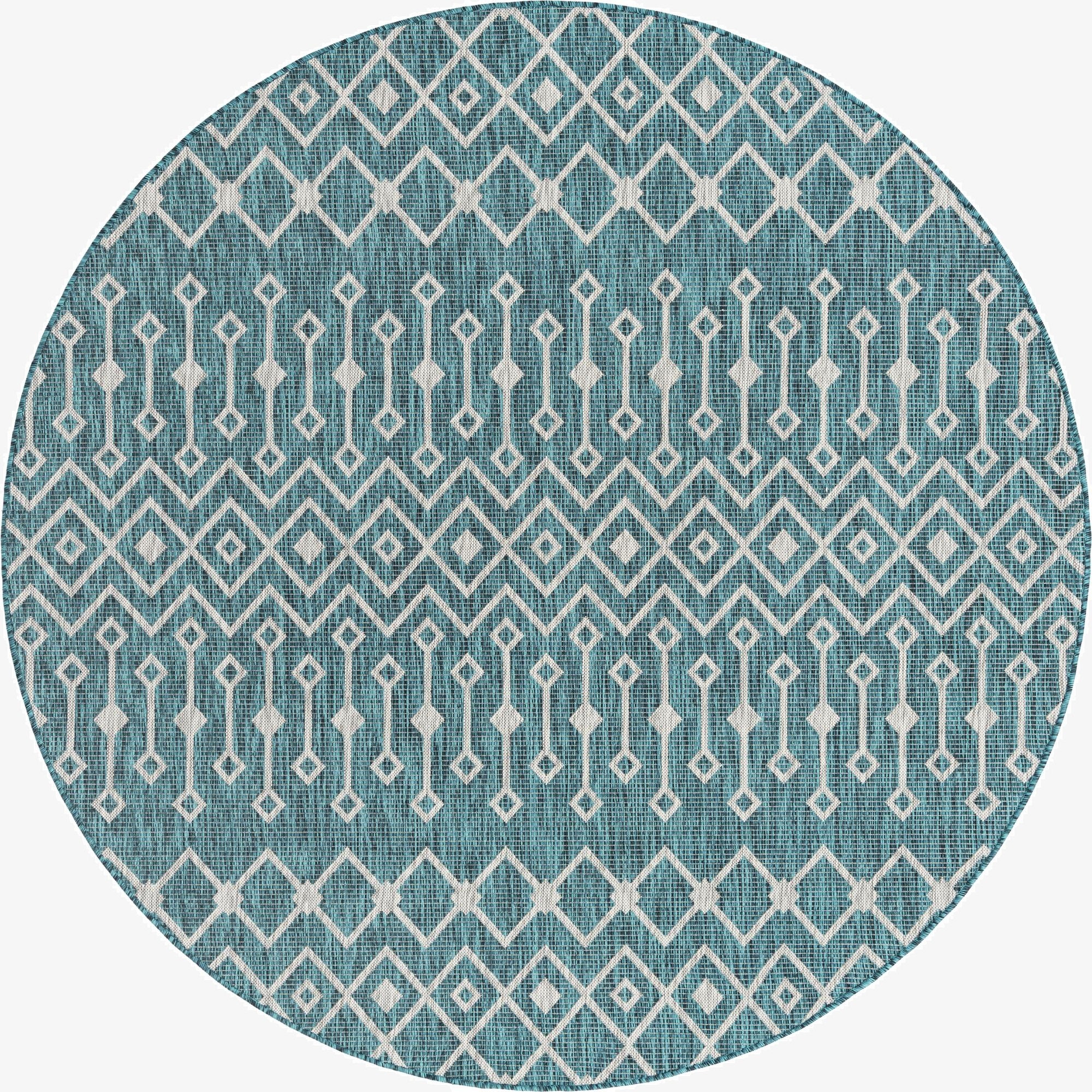 7' 10 x 7' 10  Washable Trellis Indoor / Outdoor Round Rug