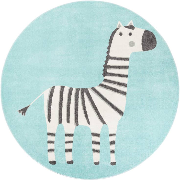 Detailansicht von 240cm x 240cm Zebra Whimsy Kids Rund Teppich