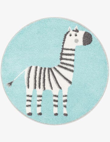 3' 3 x 3' 3 Zebra Whimsy Kids Round Rug