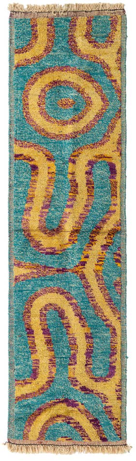 Detail image of 2' 8 x 10' Hand Knotted Moroccan Wool Runner Rug