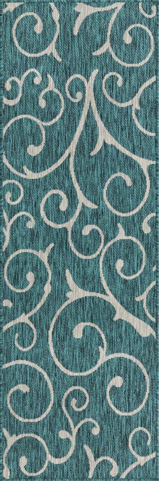 Detail image of 2' x 6' Easy-Clean Botanical Indoor / Outdoor Runner Rug