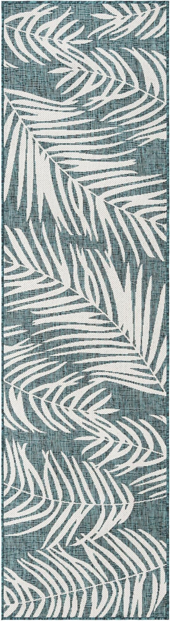 Primary image 2' 7 x 10'  Washable Botanical Indoor / Outdoor Runner Rug