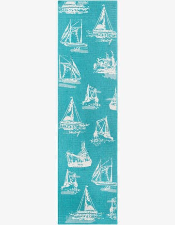 2' 7 x 10' Easy-Clean Coastal Indoor / Outdoor Runner Rug
