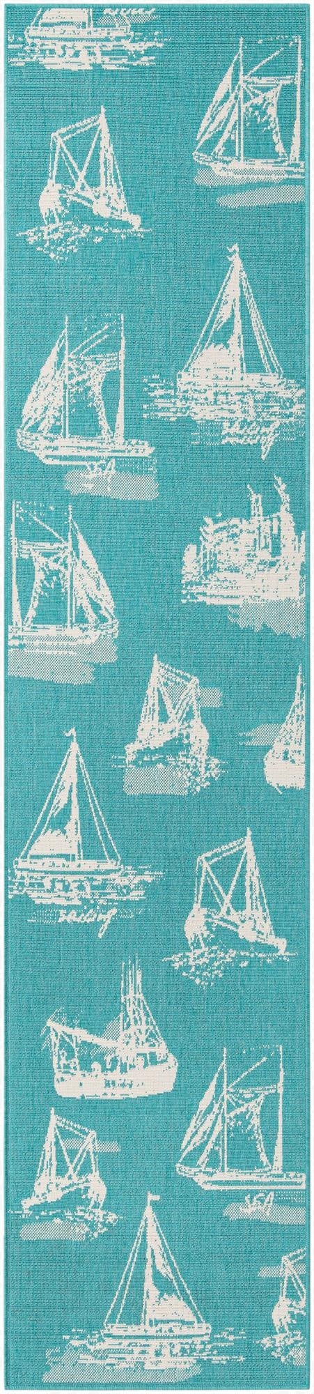 2' 7 x 12'  Washable Coastal Indoor / Outdoor Runner Rug