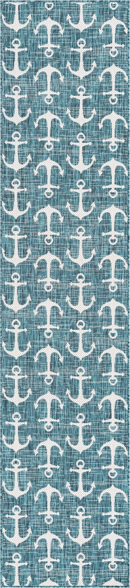 2' 7 x 12'  Washable Coastal Indoor / Outdoor Runner Rug