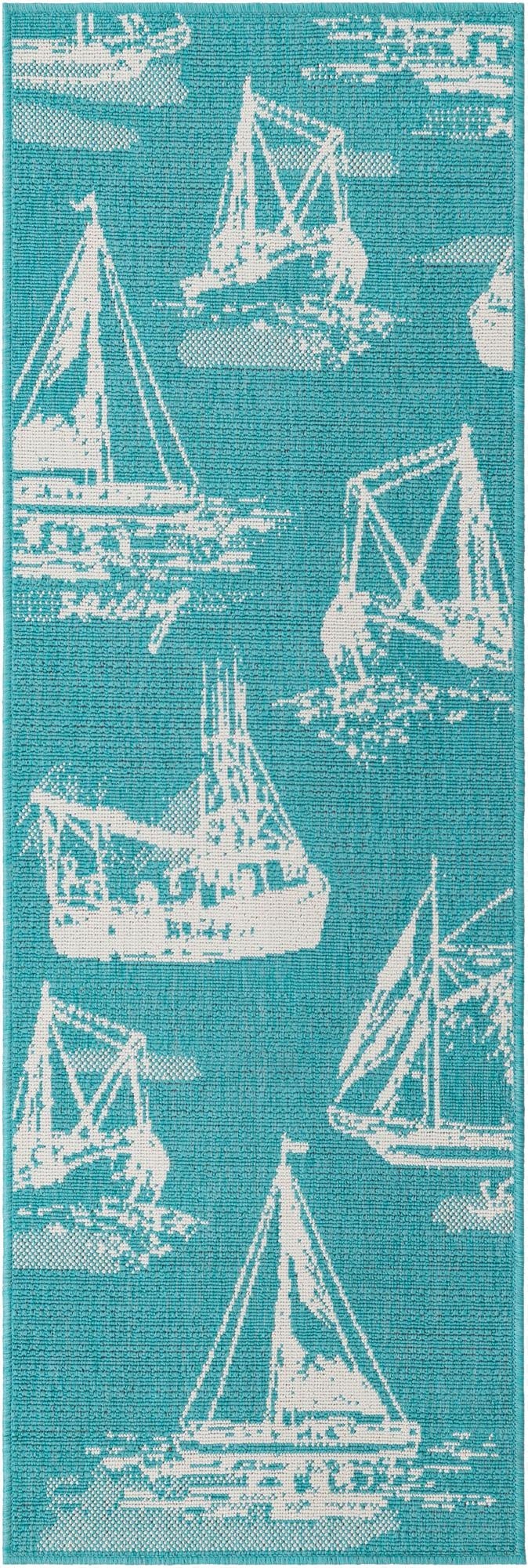 2' x 6'  Washable Coastal Indoor / Outdoor Runner Rug