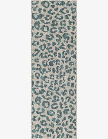 Teal Easy-Clean Safari Indoor / Outdoor Runner Rug