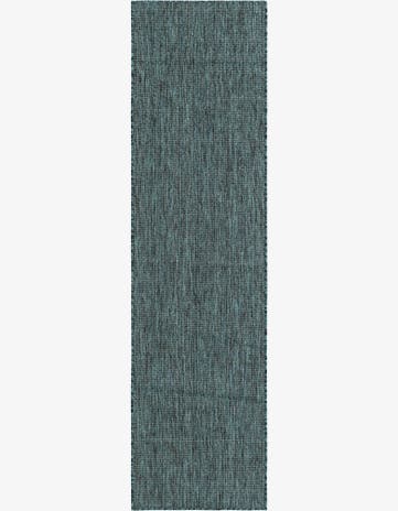 Teal Easy-Clean Solid Indoor / Outdoor Runner Rug