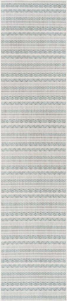 2' 7 x 12' Easy-Clean Striped Indoor / Outdoor Runner Rug