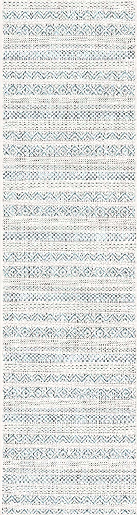 Primary image 2' x 8'  Washable Striped Indoor / Outdoor Runner Rug