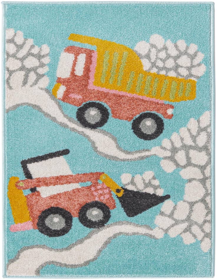 Detail image of 2' 2 x 4' Construction Whimsy Kids Runner Rug