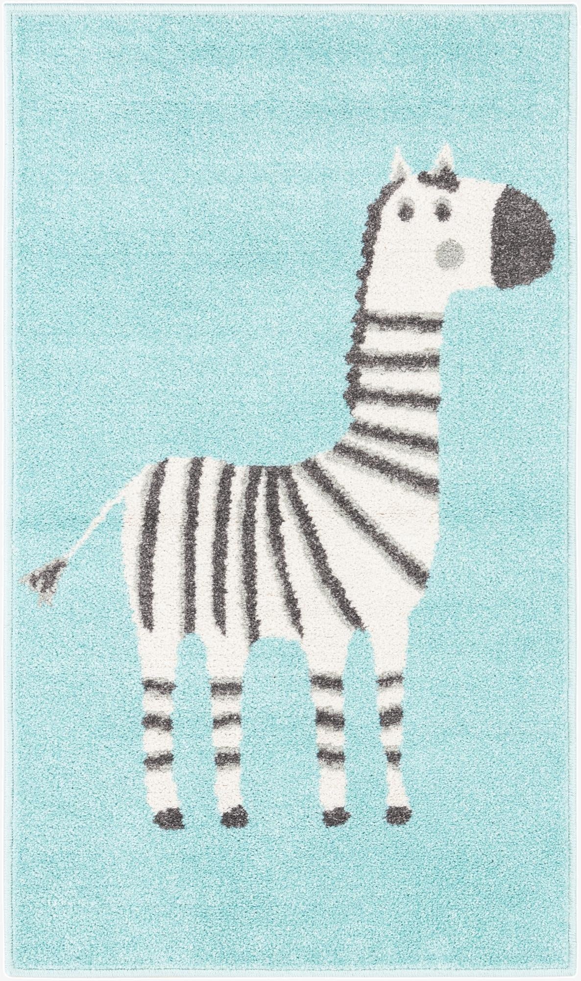 2' 2 x 3' 11 Zebra Whimsy Kids Runner Rug