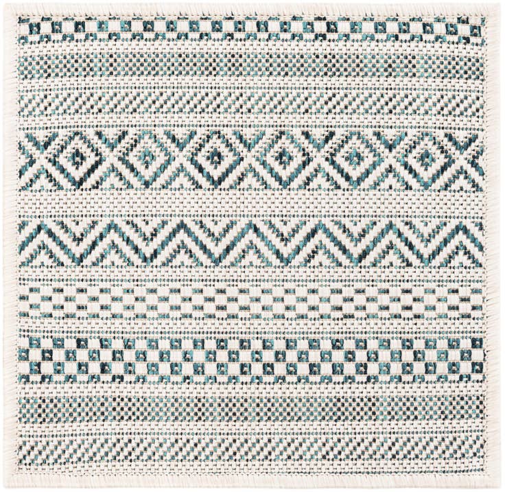 Detail image of 1' 4 x 1' 4 Easy-Clean Striped Indoor / Outdoor Sample Rug