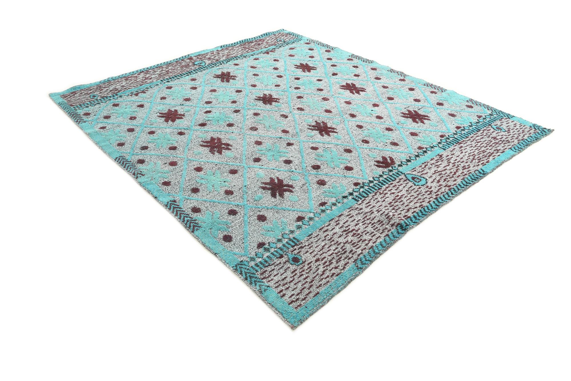 8' 6 x 9' 7 Hand Knotted Darya Wool Square Rug