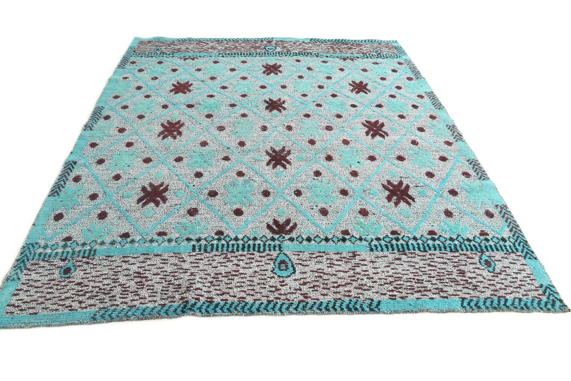 8' 6 x 9' 7 Hand Knotted Darya Wool Square Rug