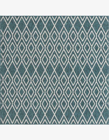 Teal Easy-Clean Jill Zarin Turks and Caicos Indoor / Outdoor Square Rug