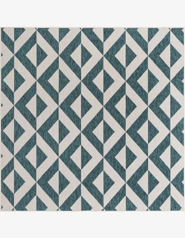 Teal Easy-Clean Jill Zarin Napa Indoor / Outdoor Square Rug