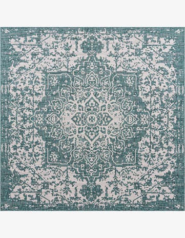 Teal Easy-Clean Jill Zarin Dubai Indoor / Outdoor Square Rug