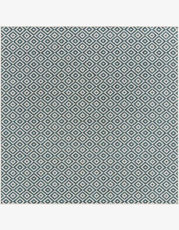 Teal Easy-Clean Jill Zarin Costa Rica Indoor / Outdoor Square Rug