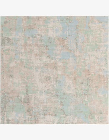 Teal Lotus Square Rug