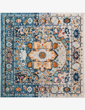 Teal Madeline Vintage Square Rug