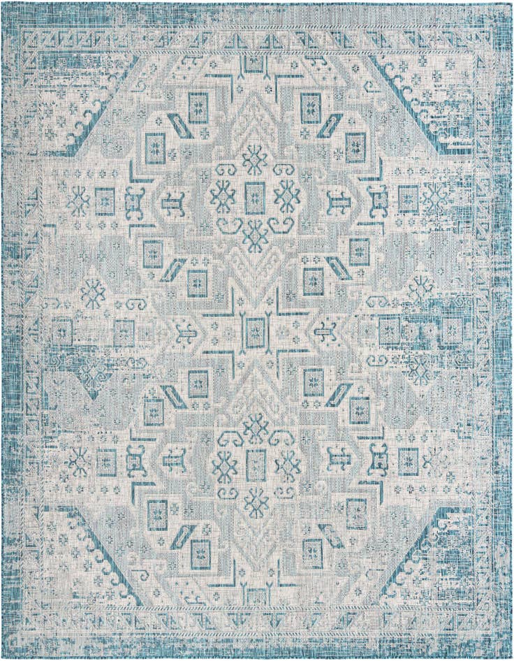 Detail image of 10' x 10' Easy-Clean Aztec Indoor / Outdoor Square Rug