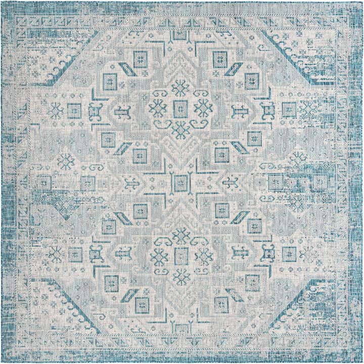10' x 10' Easy-Clean Aztec Indoor / Outdoor Square Rug