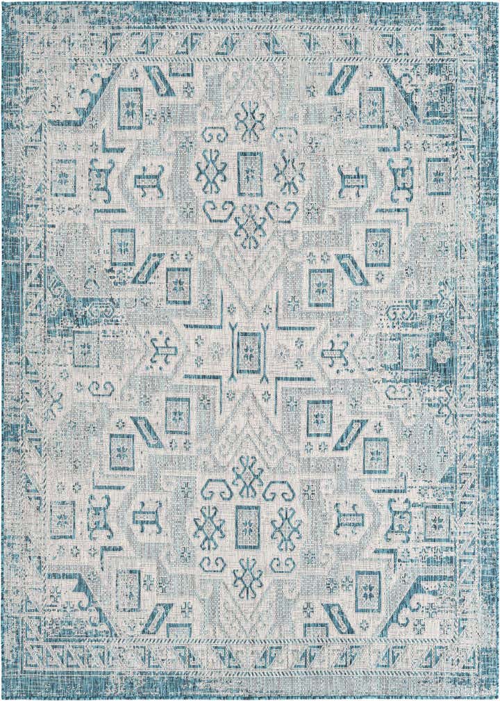 7' 10 x 7' 10 Easy-Clean Aztec Indoor / Outdoor Square Rug
