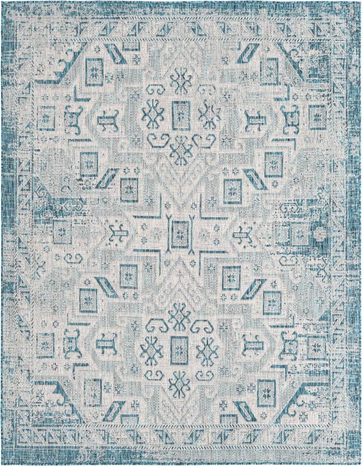 Detail image of 7' 10 x 7' 10 Easy-Clean Aztec Indoor / Outdoor Square Rug