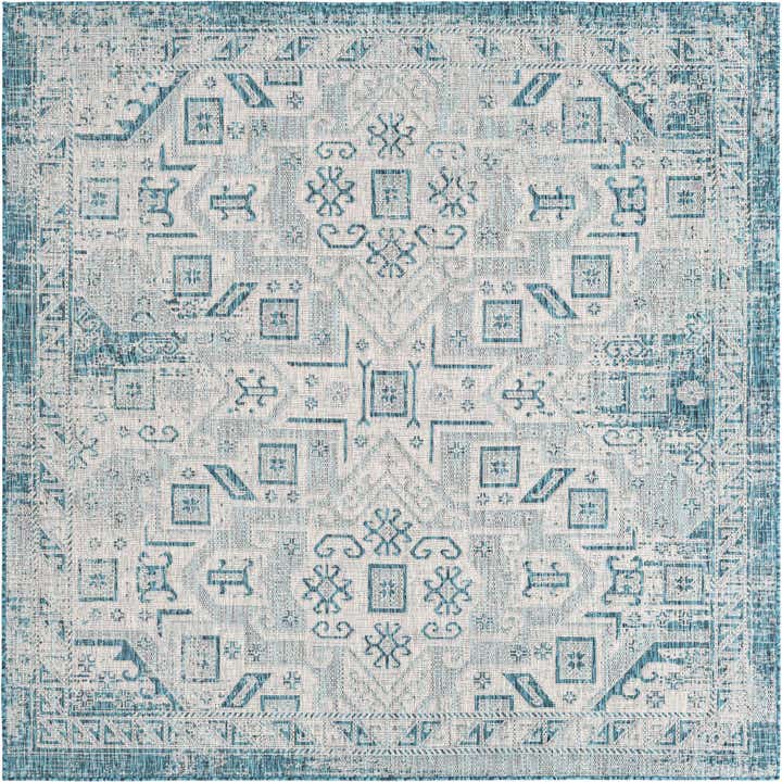 7' 10 x 7' 10 Easy-Clean Aztec Indoor / Outdoor Square Rug
